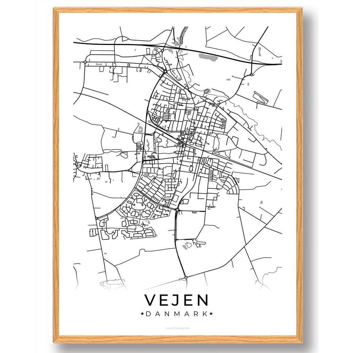 Vejen by plakat - hvid (Størrelse: L - 50x70cm (B2))