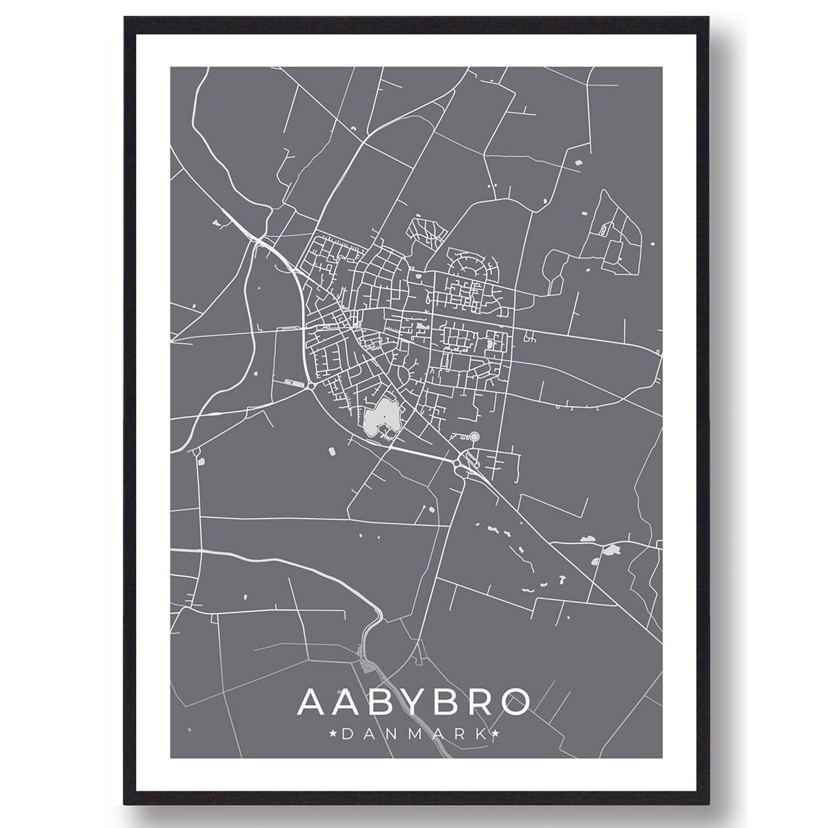 Aabybro by plakat - grå (Størrelse: L - 50x70cm (B2))