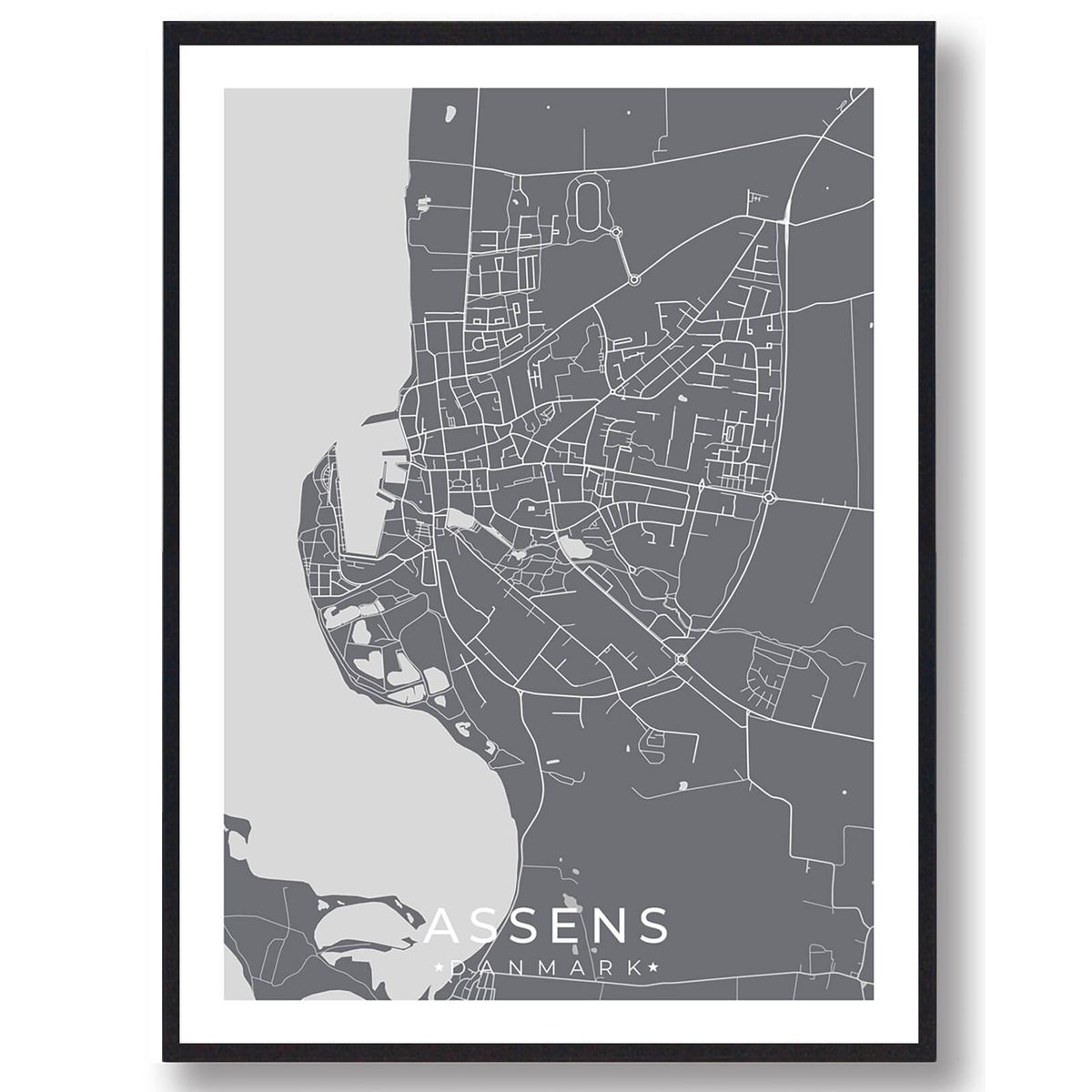 Assens by plakat - grå (Størrelse: L - 50x70cm (B2))