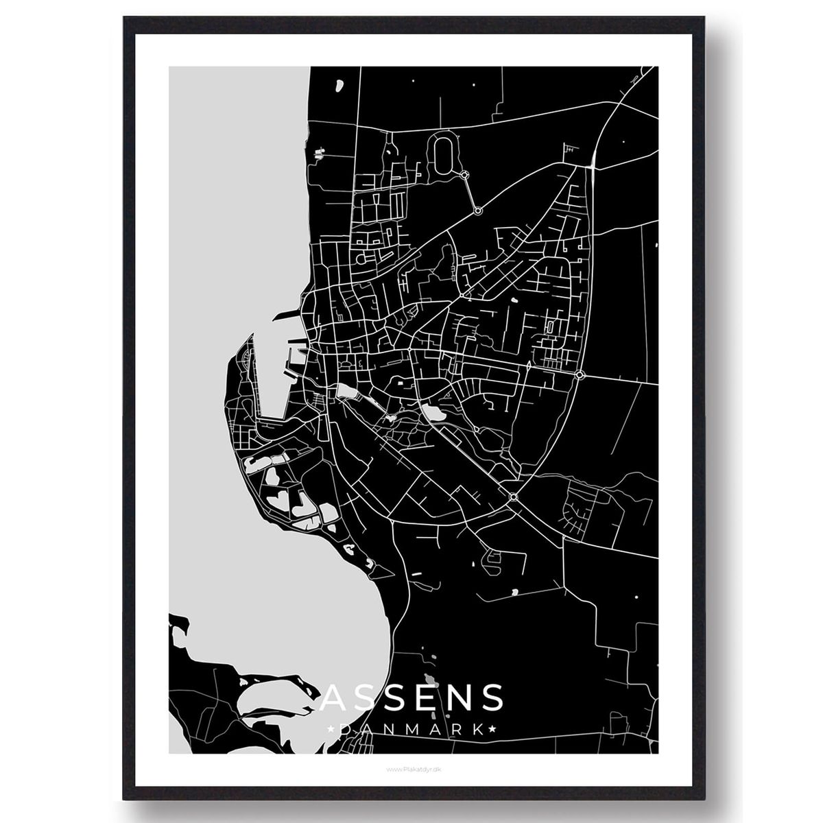 Assens by plakat - sort (Størrelse: L - 50x70cm (B2))