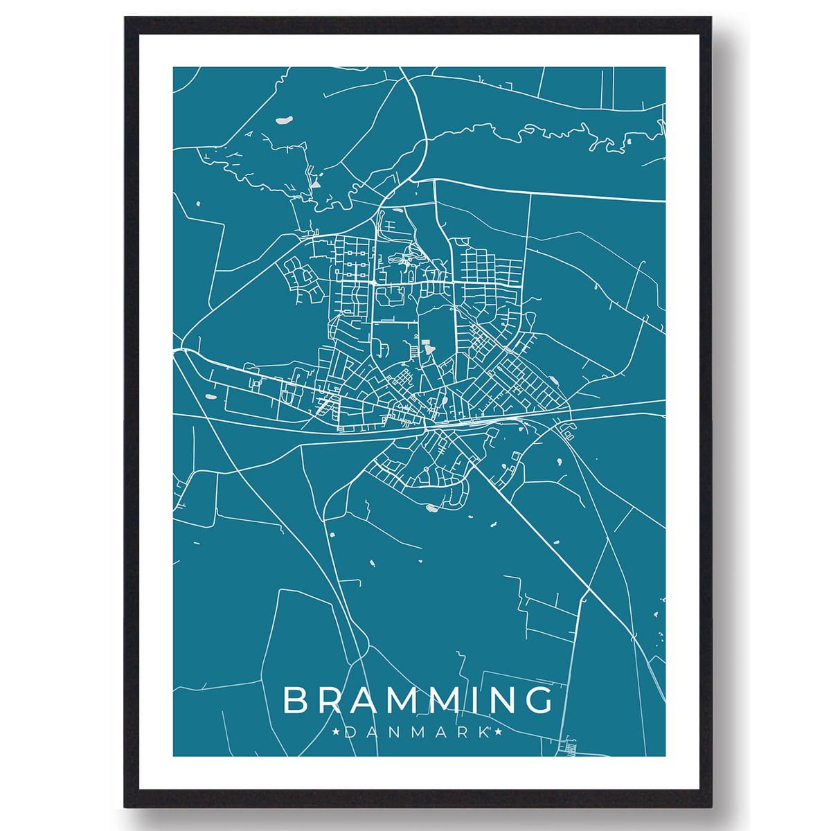 Bramming by plakat - blå (Størrelse: L - 50x70cm (B2))