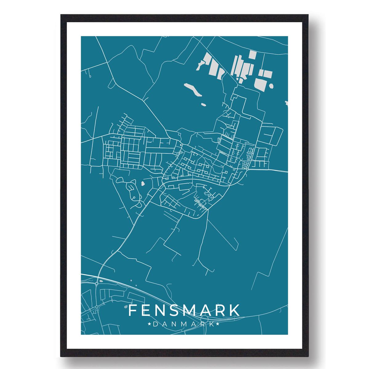 Fensmark by plakat - blå (Størrelse: L - 50x70cm (B2))