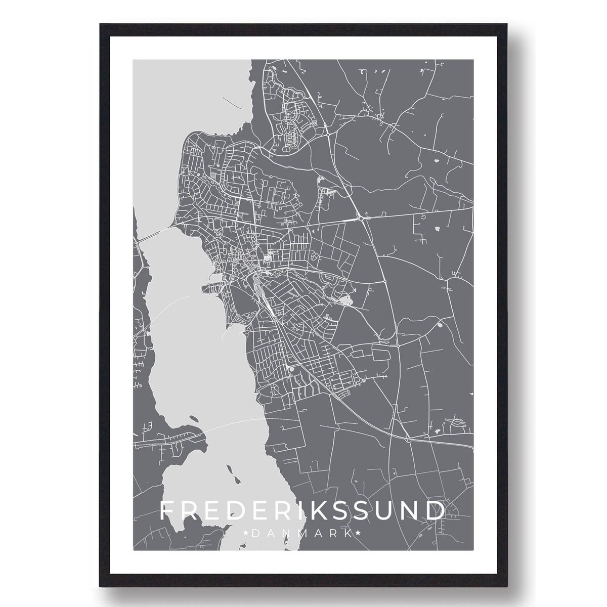 Frederikssund by plakat - grå (Størrelse: L - 50x70cm (B2))