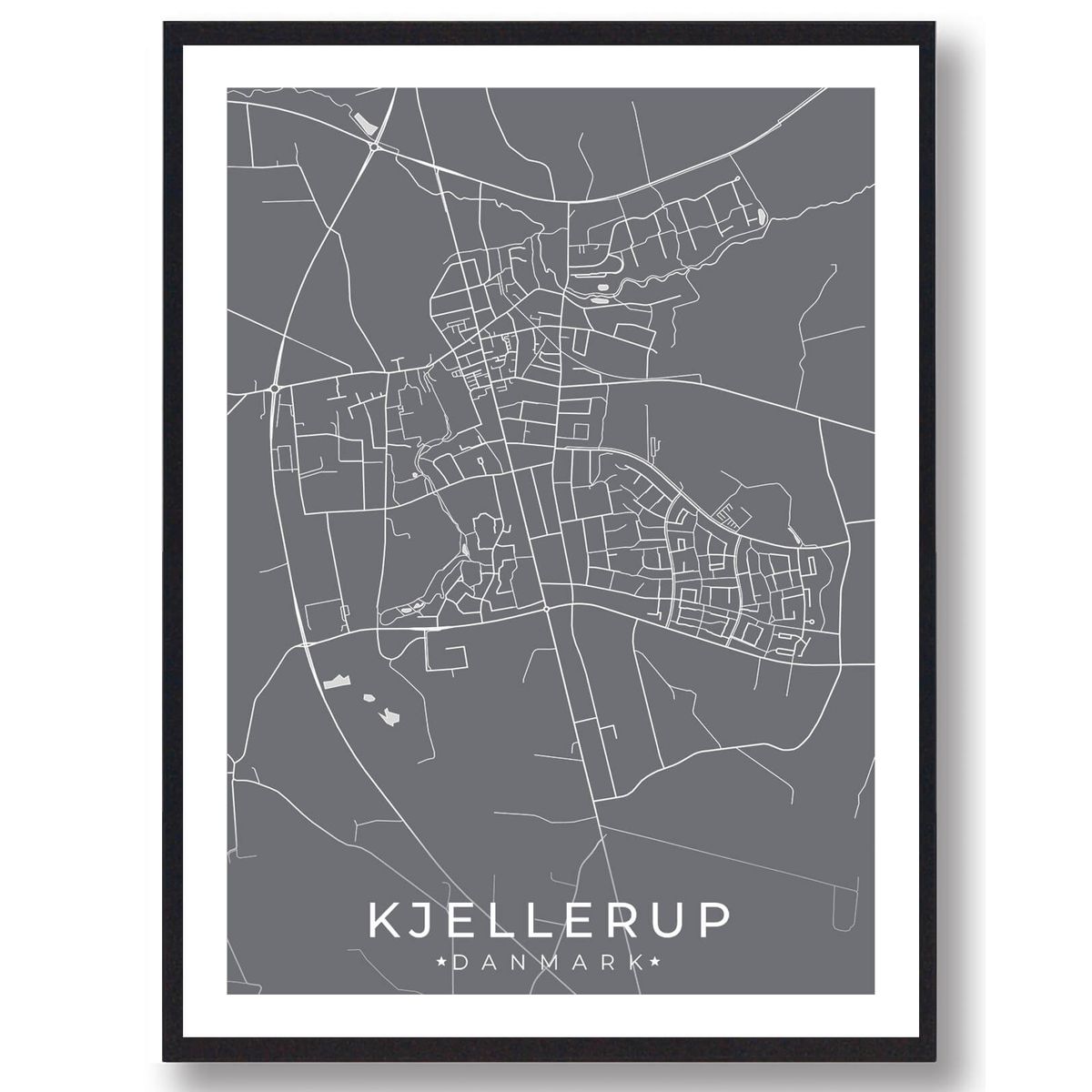 Kjellerup by plakat - grå (Størrelse: L - 50x70cm (B2))