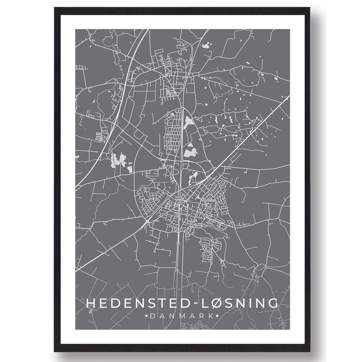 Hedensted-Løsning by plakat - grå (Størrelse: L - 50x70cm (B2))