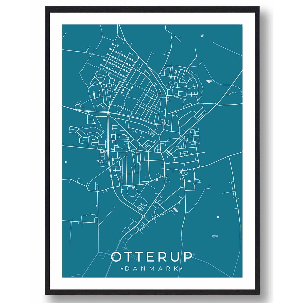 Otterup by plakat - blå (Størrelse: L - 50x70cm (B2))