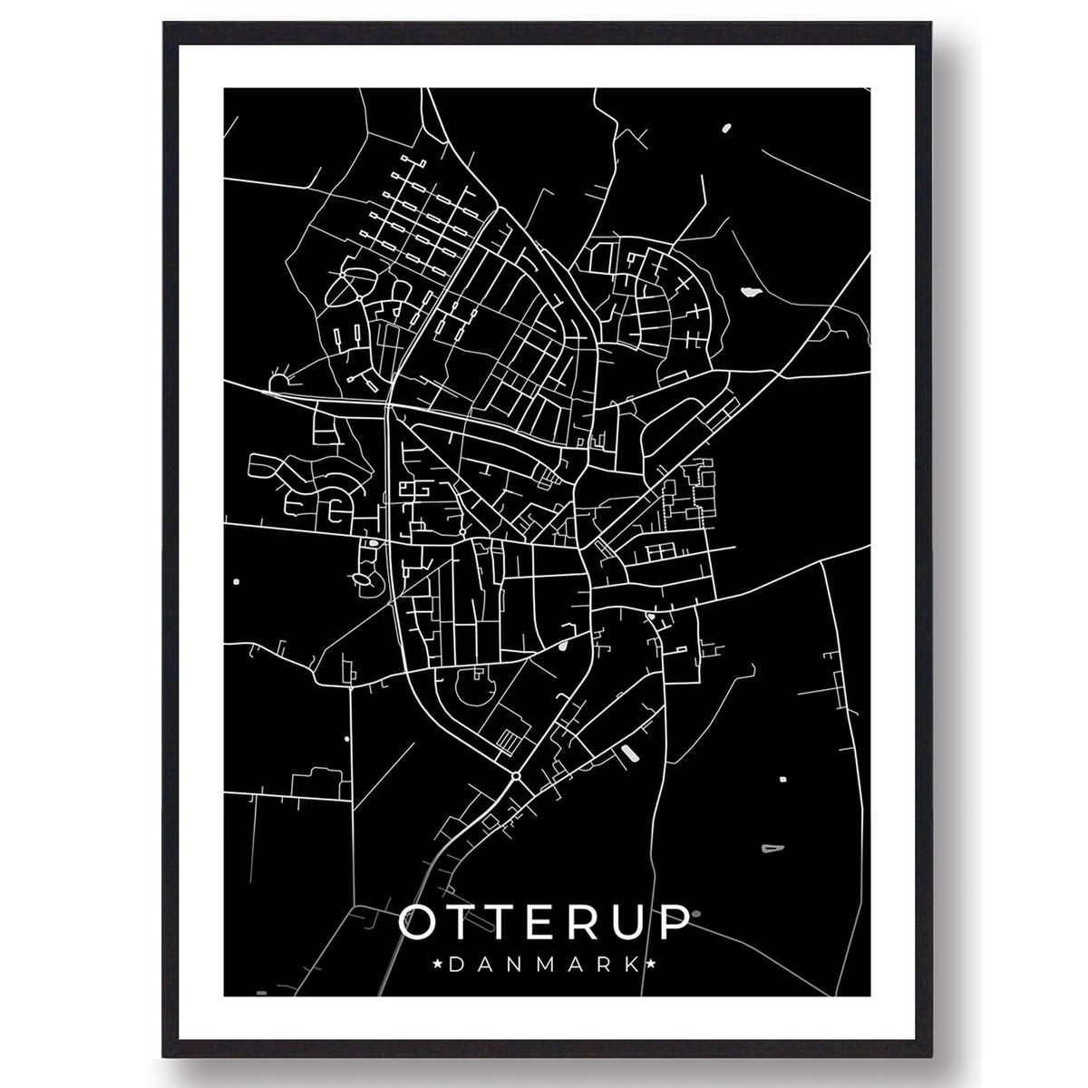 Otterup by plakat - sort (Størrelse: L - 50x70cm (B2))