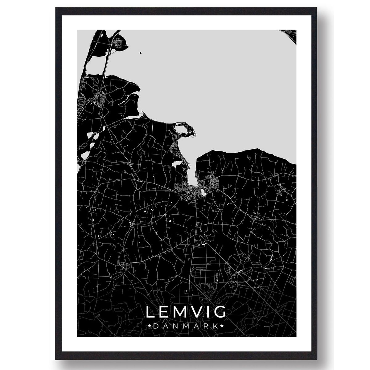 Lemvig plakat - mørkeblå (Størrelse: L - 50x70cm (B2))