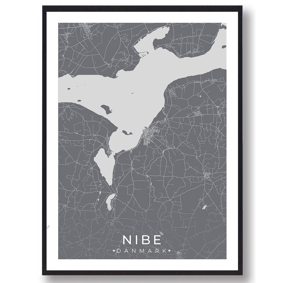 Nibe by plakat - grå (Størrelse: L - 50x70cm (B2))