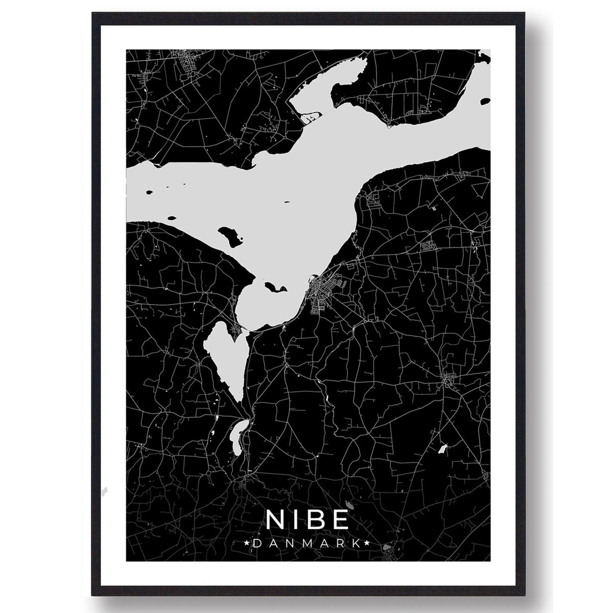 Nibe by plakat - sort (Størrelse: L - 50x70cm (B2))