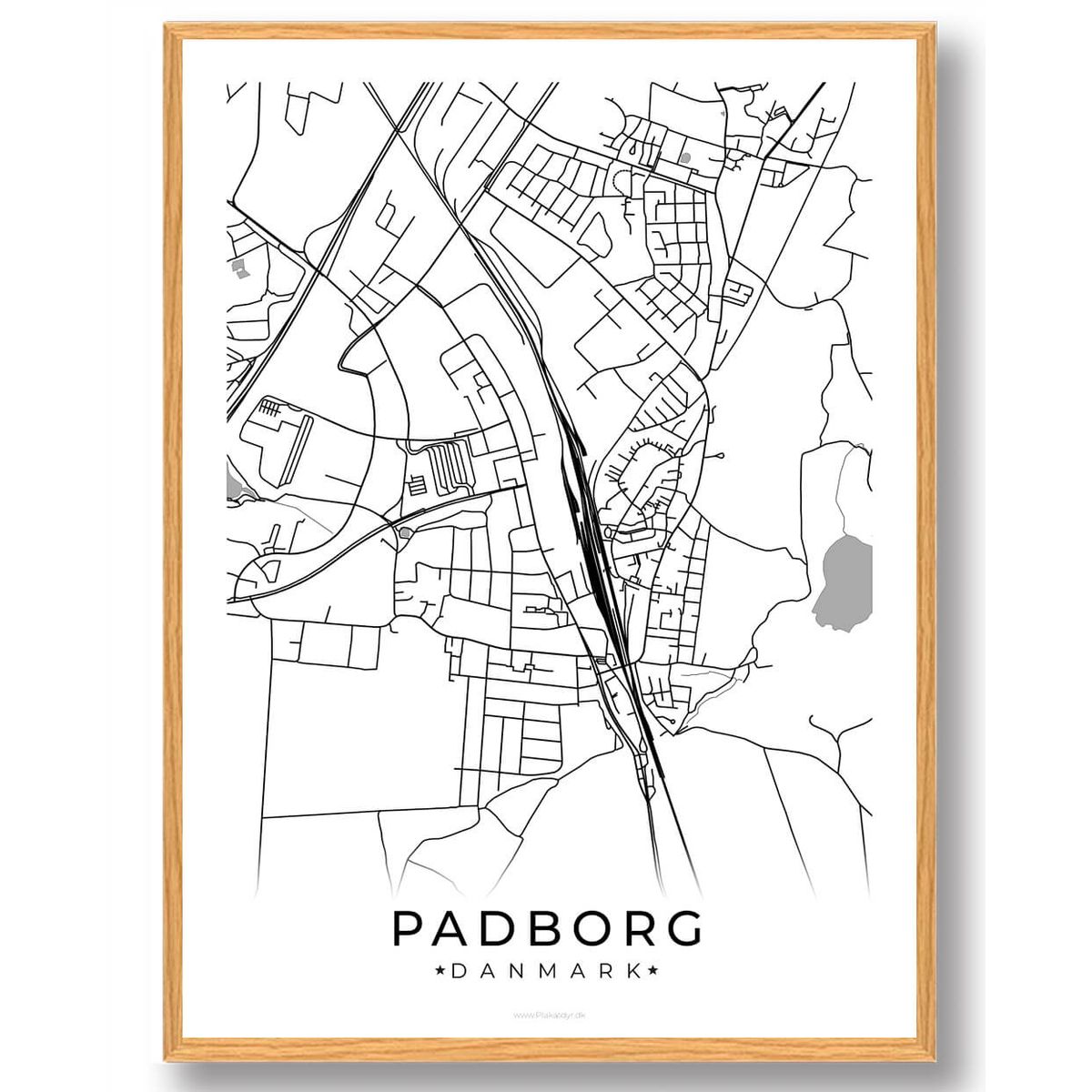 Padborg by plakat - hvid (Størrelse: L - 50x70cm (B2))