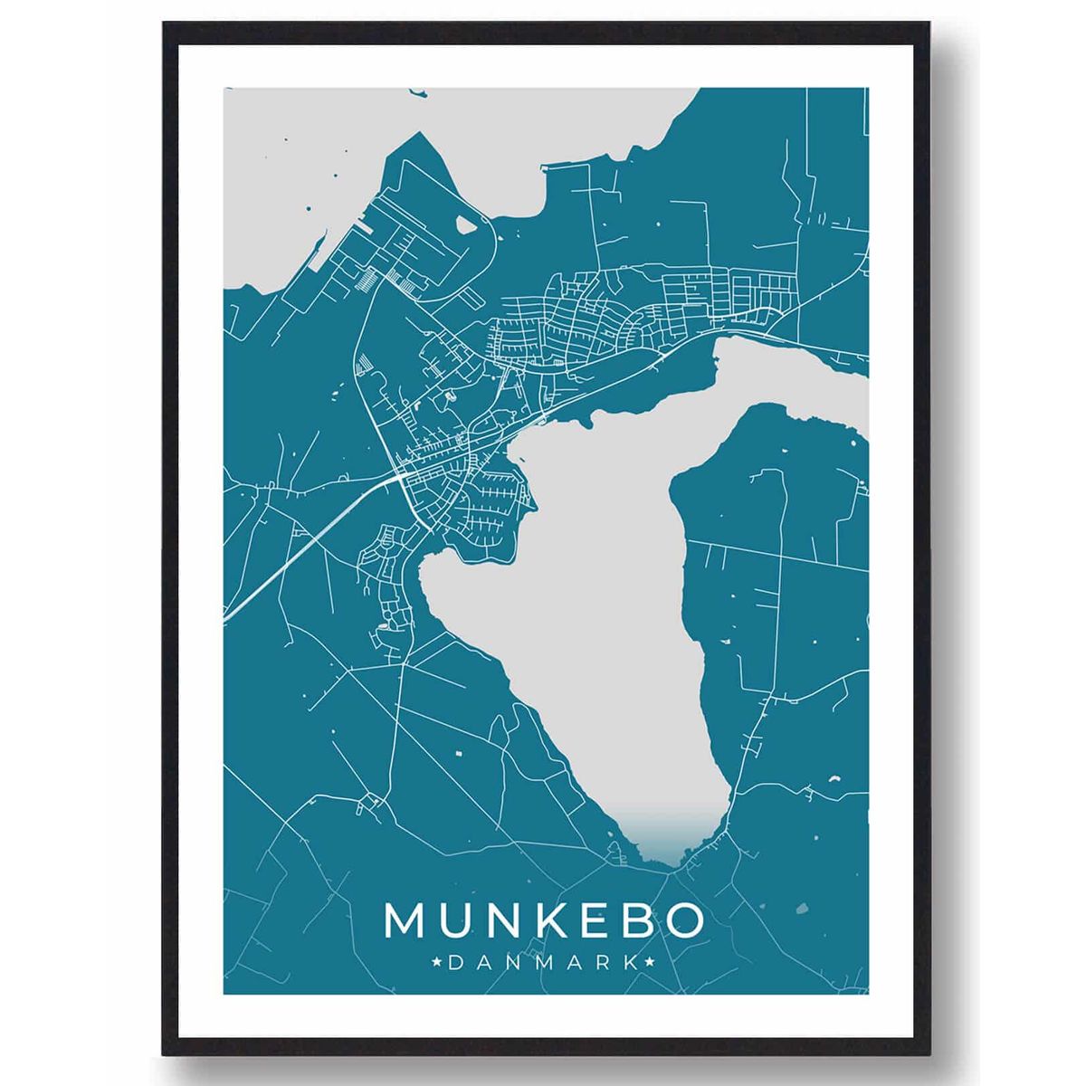 Munkebo by plakat - blå (Størrelse: L - 50x70cm (B2))