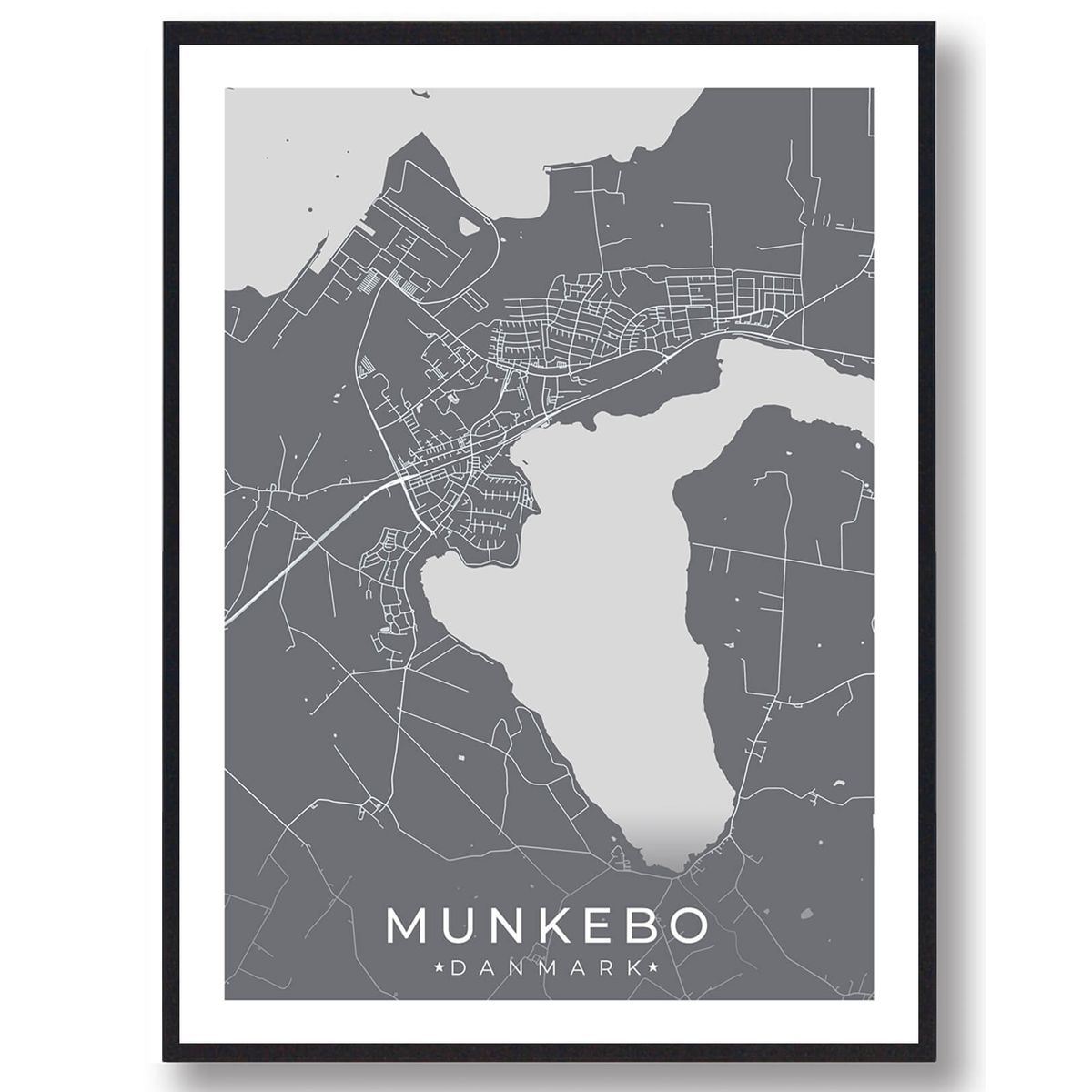 Munkebo by plakat - grå (Størrelse: L - 50x70cm (B2))