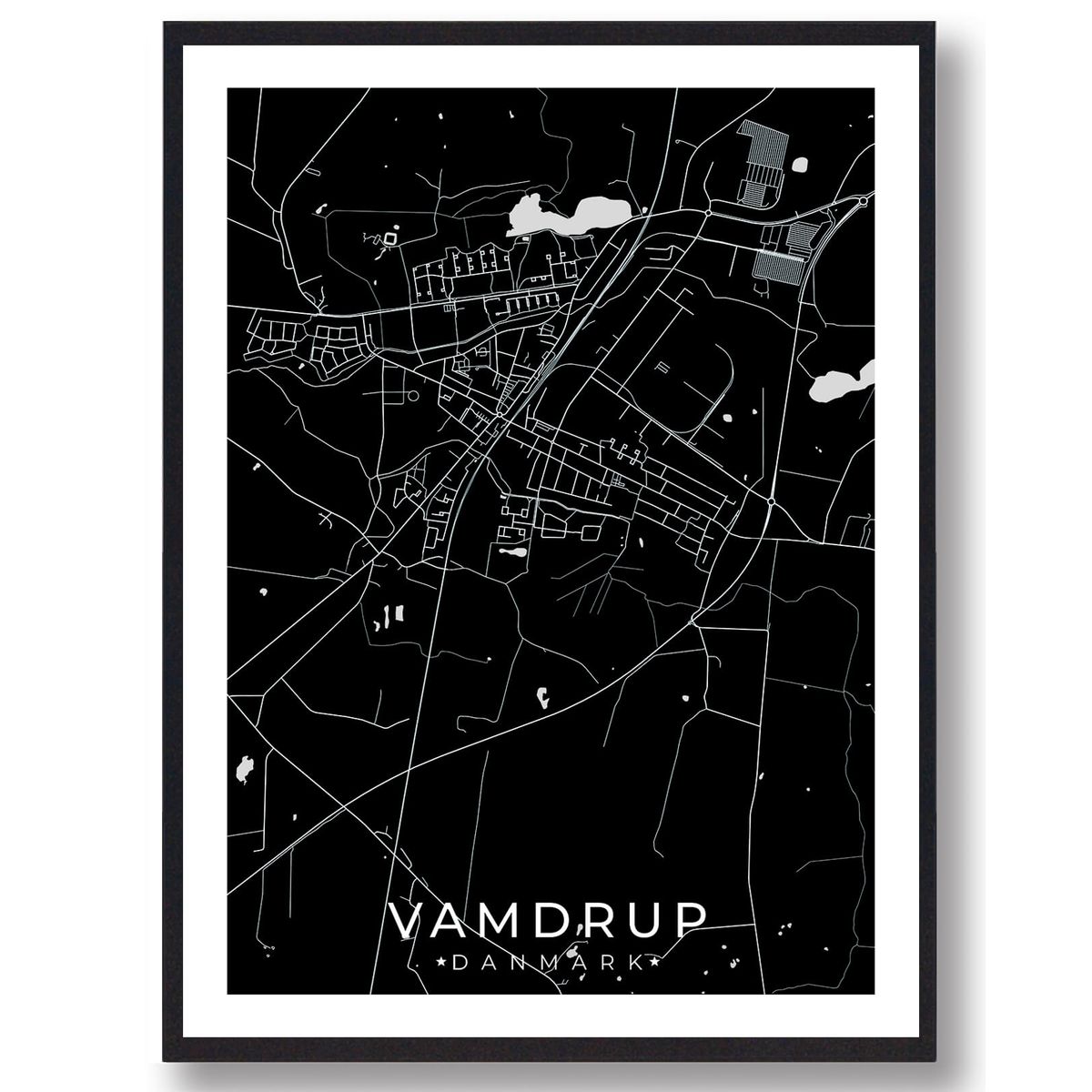 Vamdrup by plakat - sort (Størrelse: L - 50x70cm (B2))