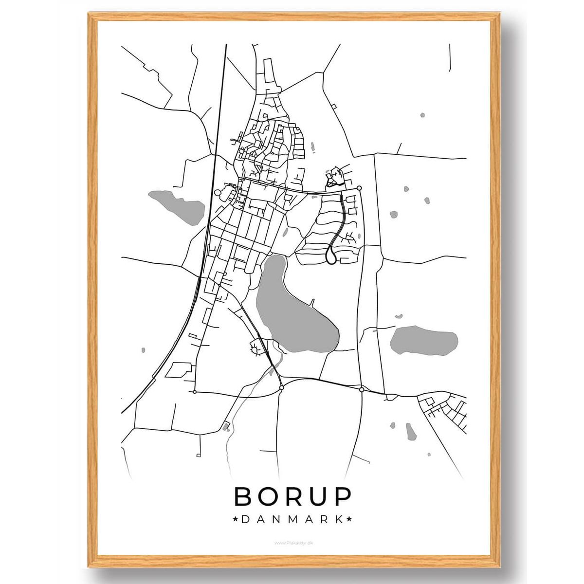 Borup by plakat - hvid (Størrelse: L - 50x70cm (B2))