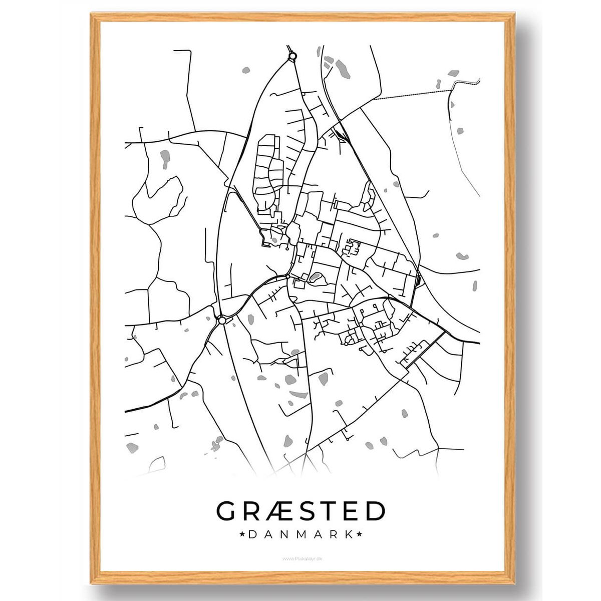 Græsted by plakat - hvid (Størrelse: L - 50x70cm (B2))