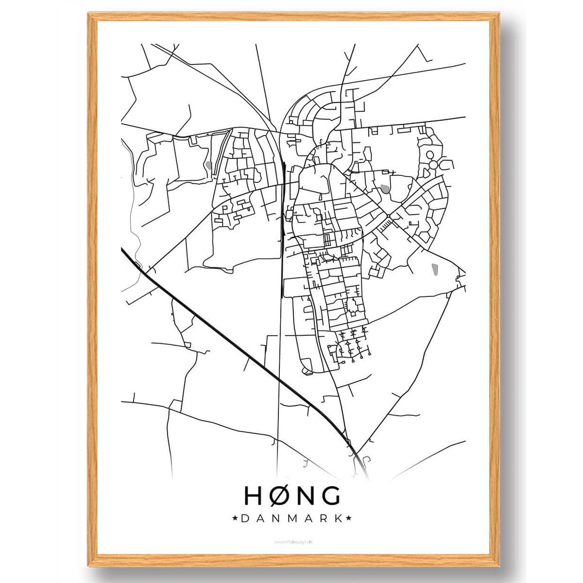 Høng by plakat - hvid (Størrelse: L - 50x70cm (B2))