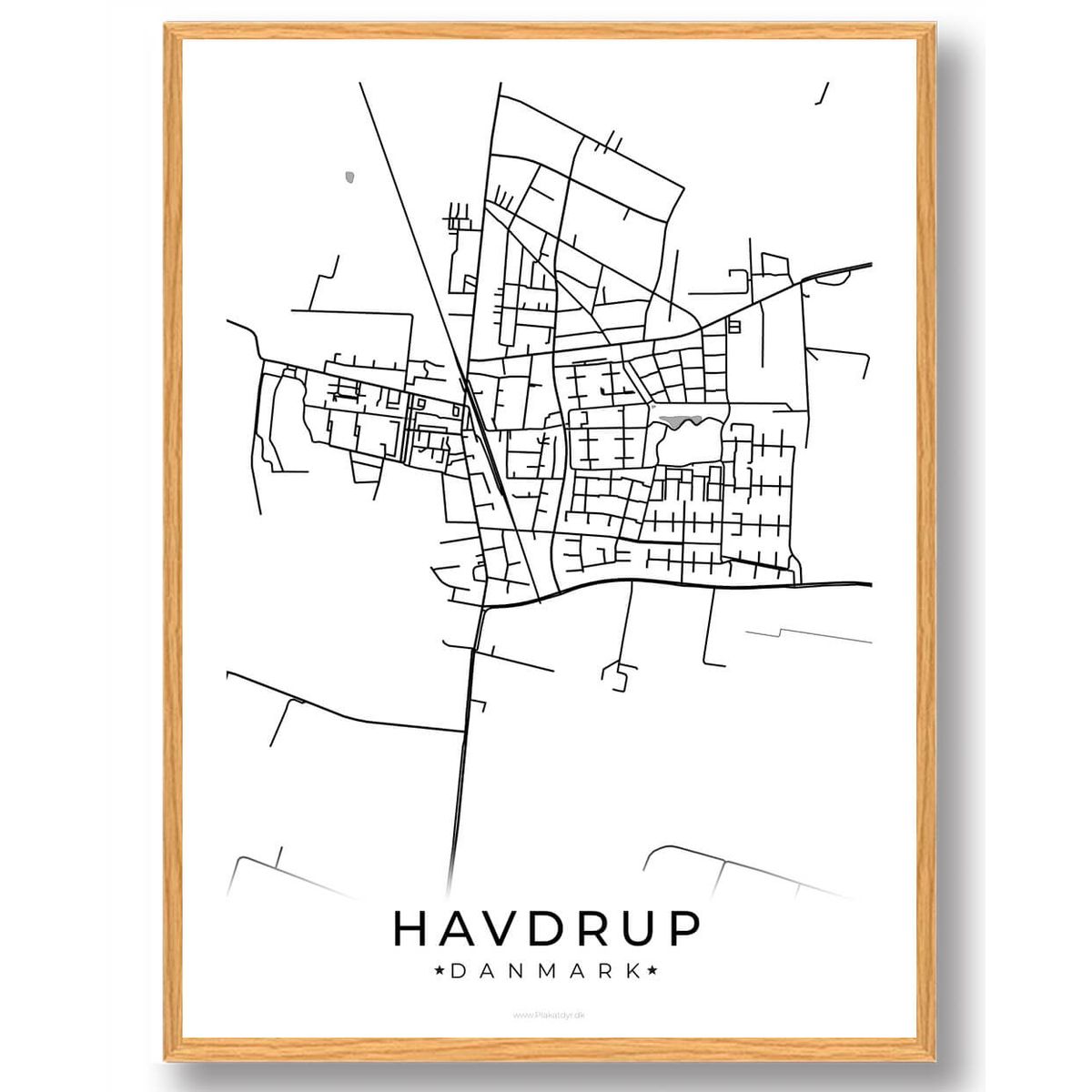 Havdrup by plakat - hvid (Størrelse: L - 50x70cm (B2))