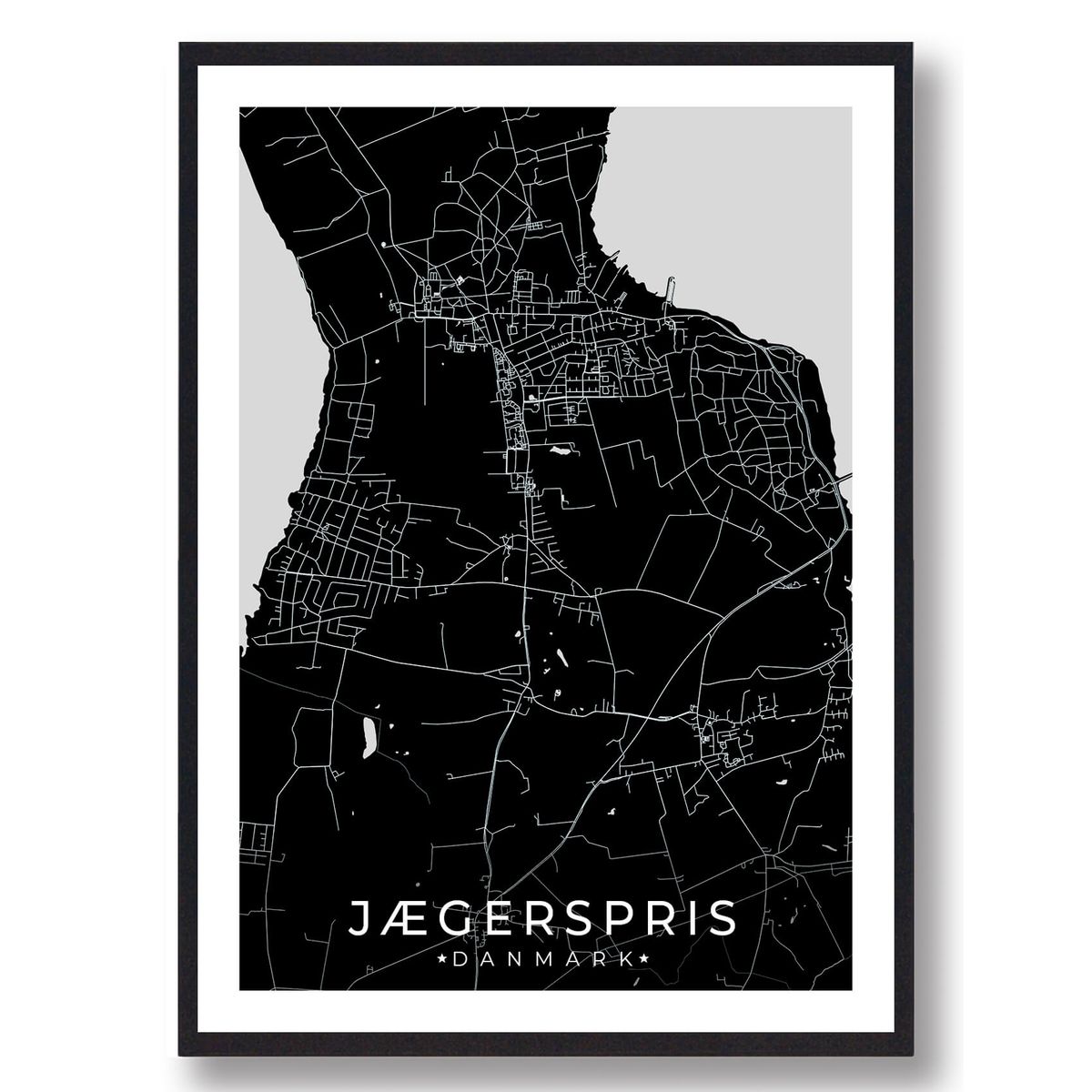 Jægerspris by plakat - sort (Størrelse: L - 50x70cm (B2))