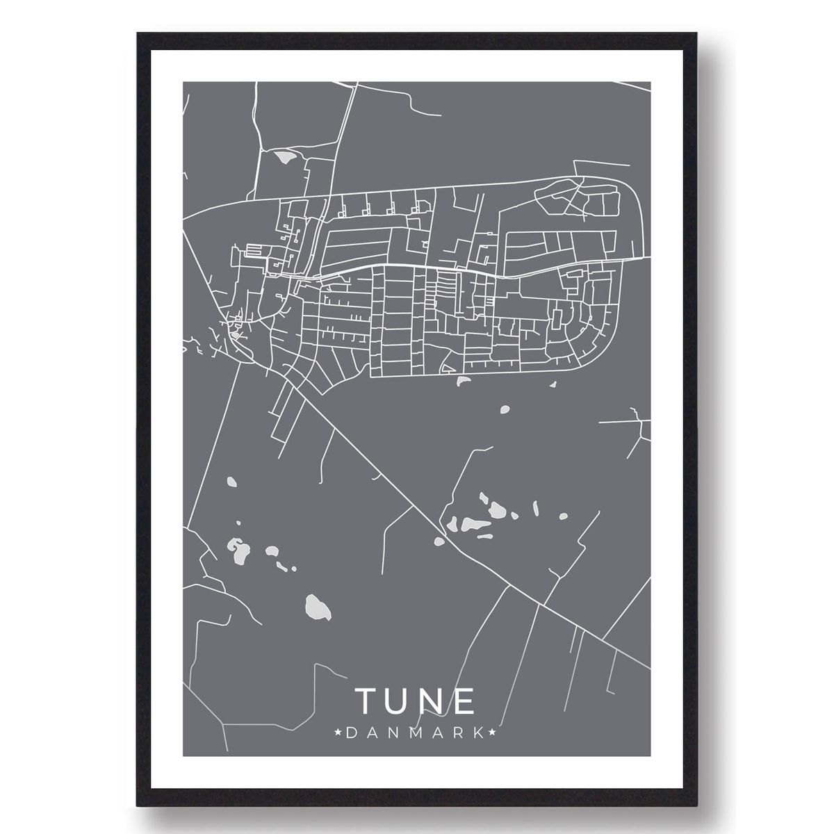 Tune by plakat - grå (Størrelse: L - 50x70cm (B2))