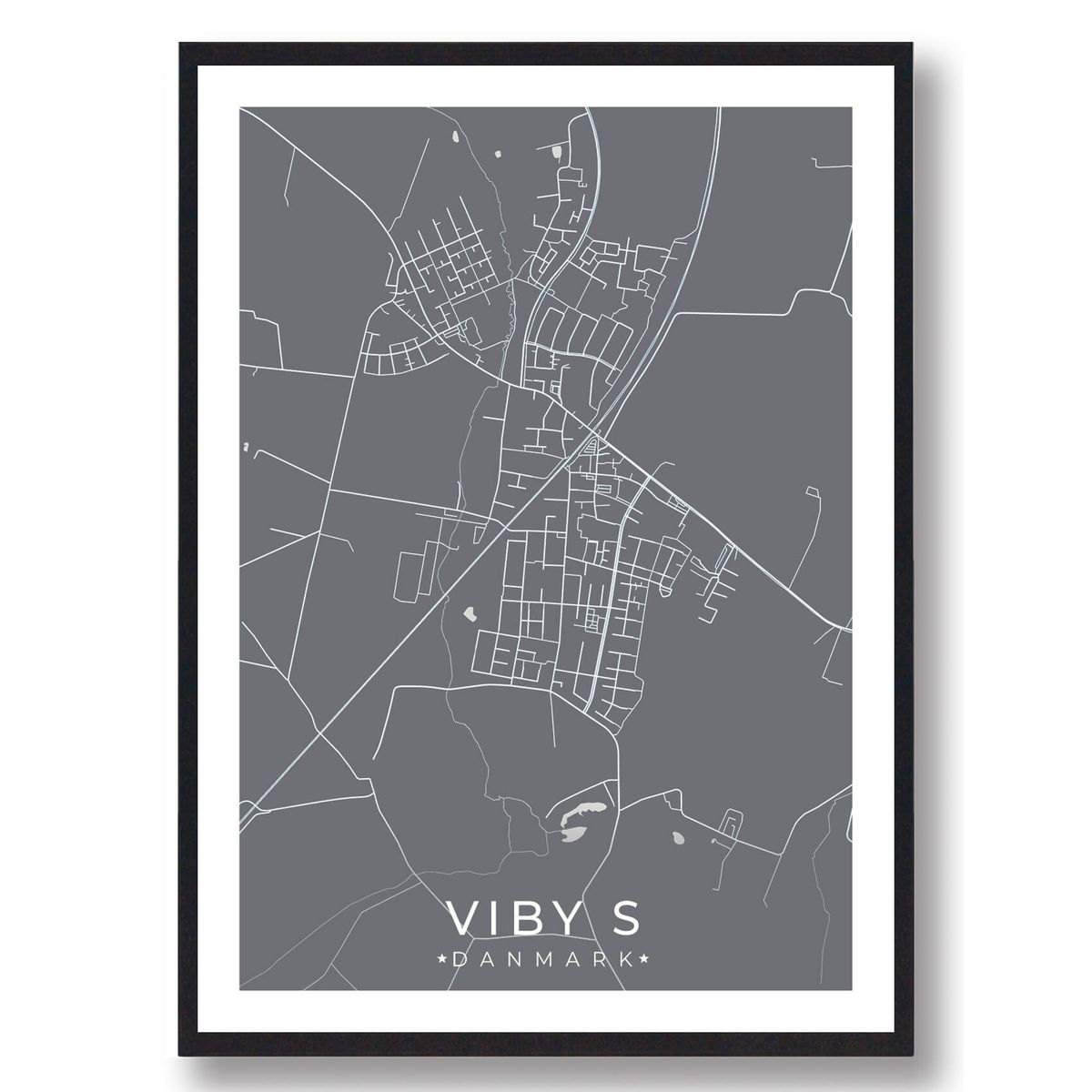 Viby S by plakat - grå (Størrelse: L - 50x70cm (B2))