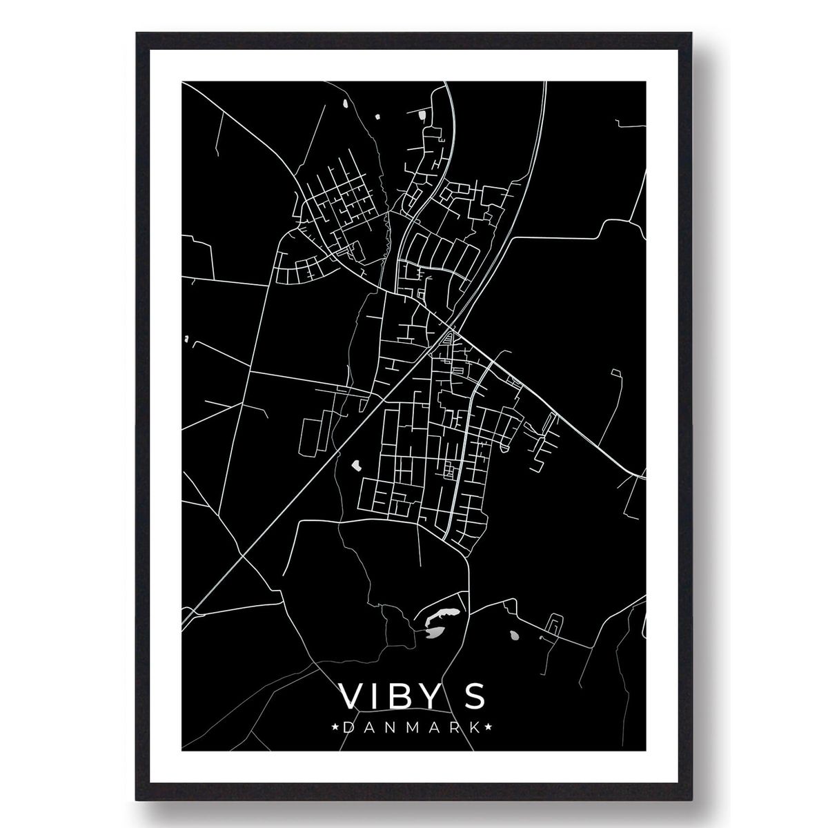 Viby S by plakat - sort (Størrelse: L - 50x70cm (B2))