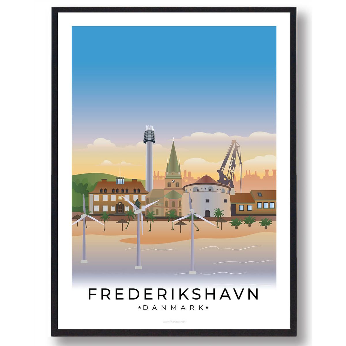 Frederikshavn plakat med hvid kant (RESTPARTI) (Størrelse: L - 50x70cm (B2))