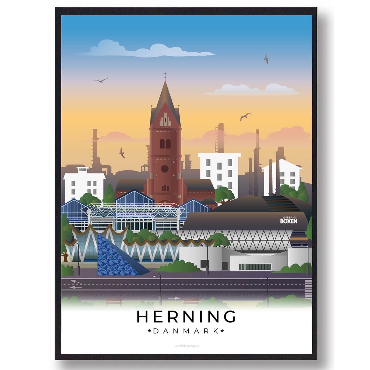 Herning byplakat (RESTPARTI) (Størrelse: L - 50x70cm (B2))