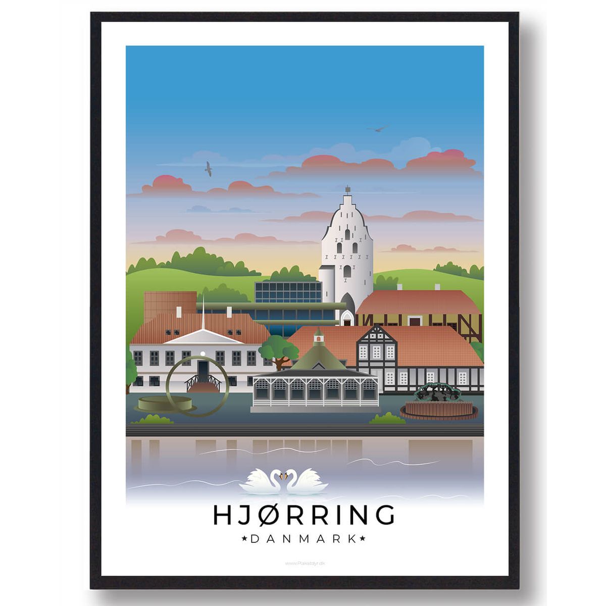 Hjørring plakat med hvid kant (RESTPARTI) (Størrelse: L - 50x70cm (B2))