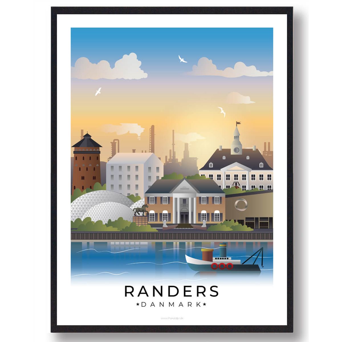 Randers byplakat med hvid kant (RESTPARTI) (Størrelse: L - 50x70cm (B2))