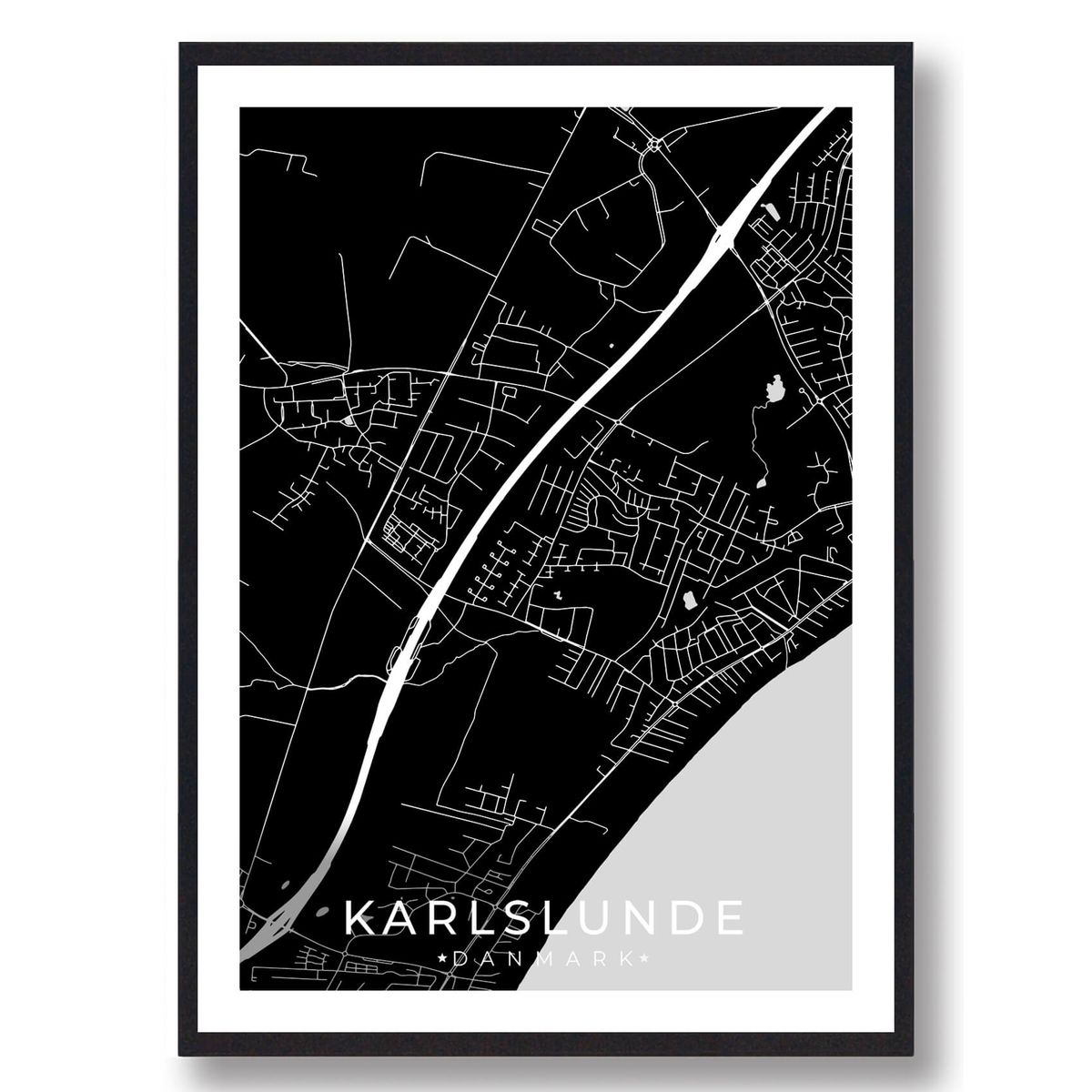 Karlslunde by plakat - sort (Størrelse: L - 50x70cm (B2))