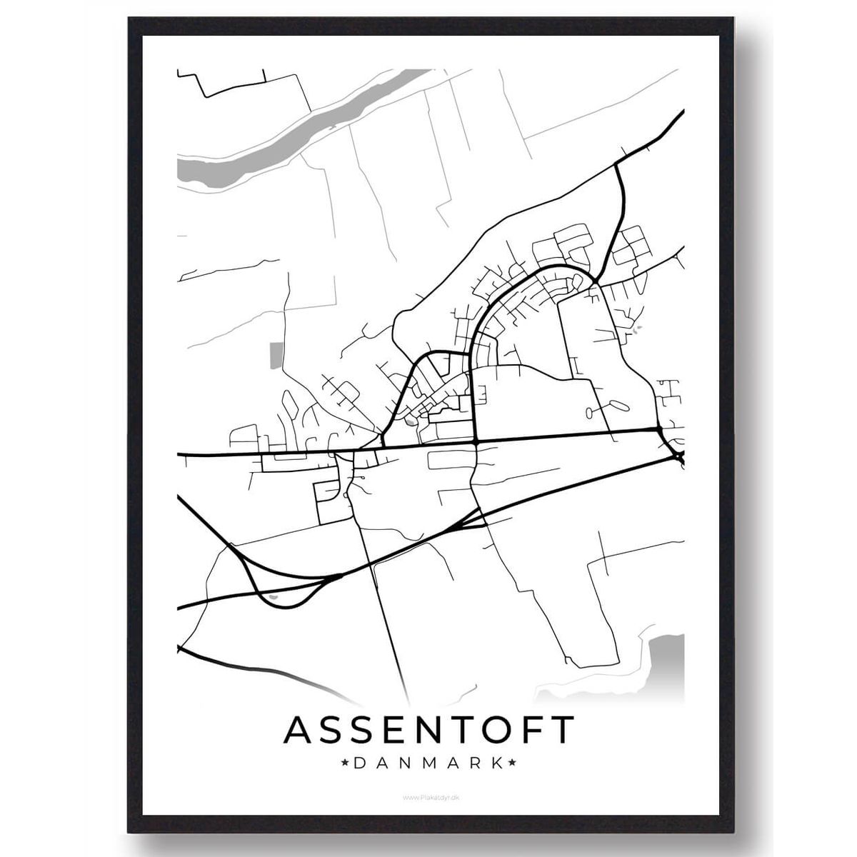 Assentoft by plakat - hvid (Størrelse: L - 50x70cm (B2))