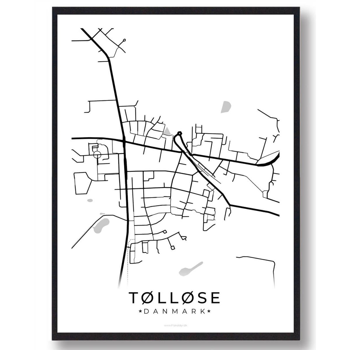 Tølløse by plakat - hvid (Størrelse: L - 50x70cm (B2))