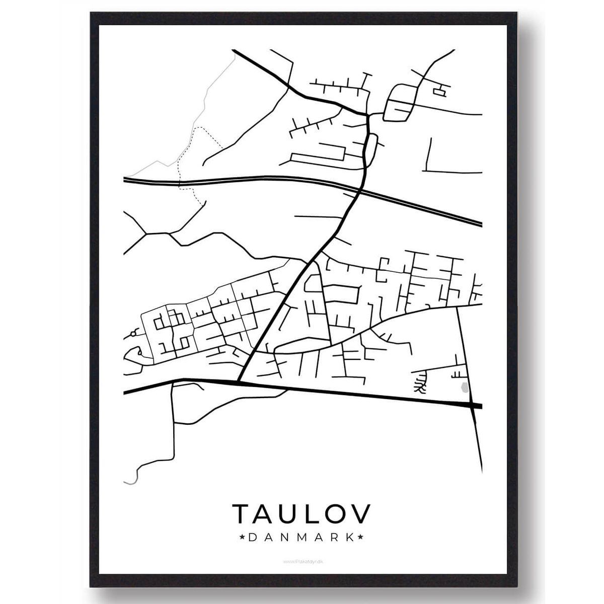 Taulov by plakat - hvid (Størrelse: L - 50x70cm (B2))