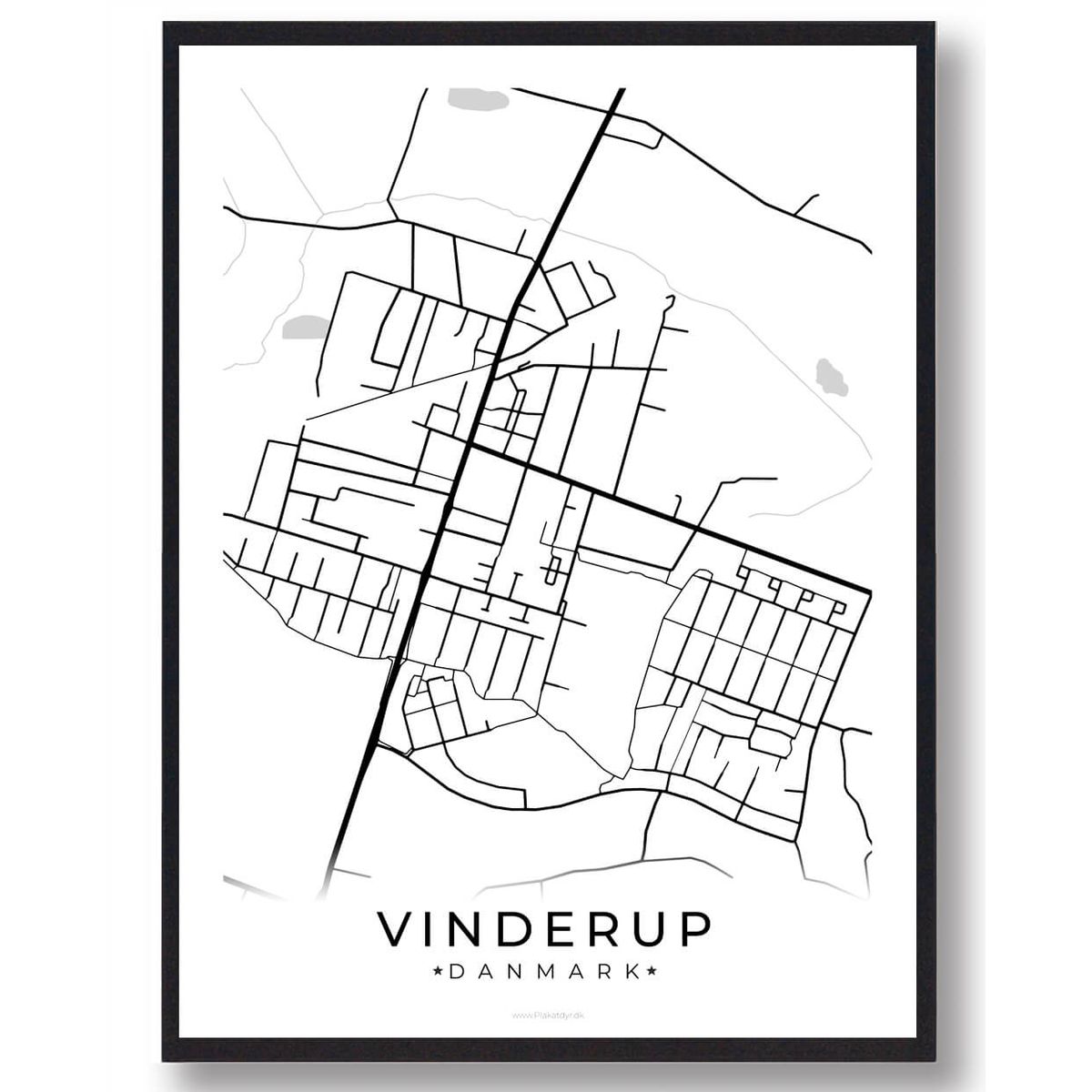 Vinderup by plakat - hvid (Størrelse: L - 50x70cm (B2))