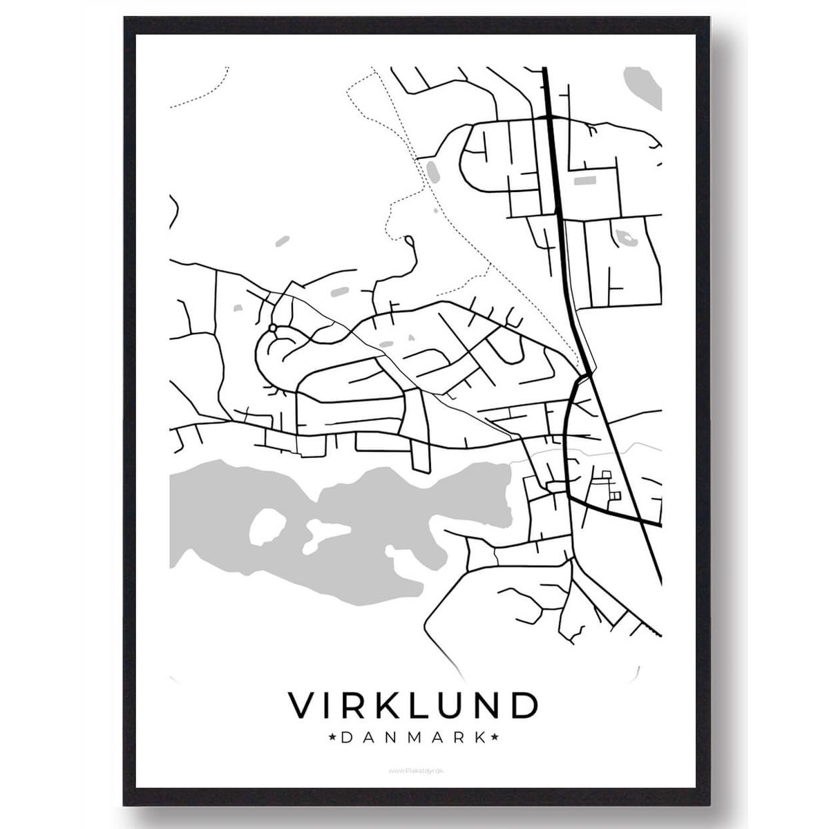 Virklund by plakat - hvid (Størrelse: L - 50x70cm (B2))