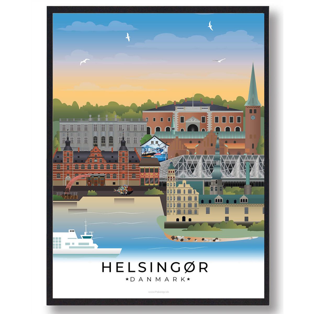 Helsingør byplakat (RESTPARTI) (Størrelse: M - 30x40cm)