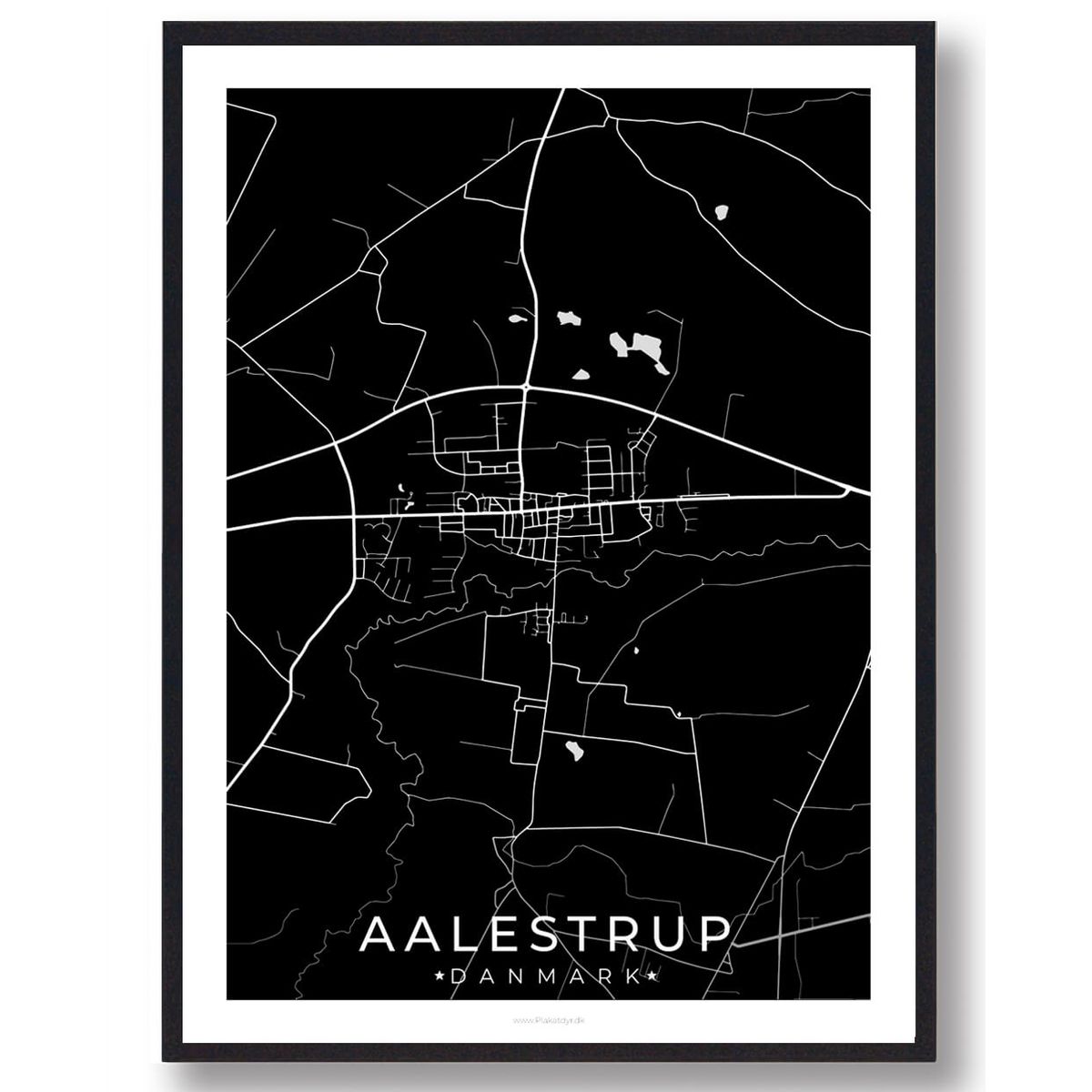 Aalestrup by plakat - sort (Størrelse: L - 50x70cm (B2))