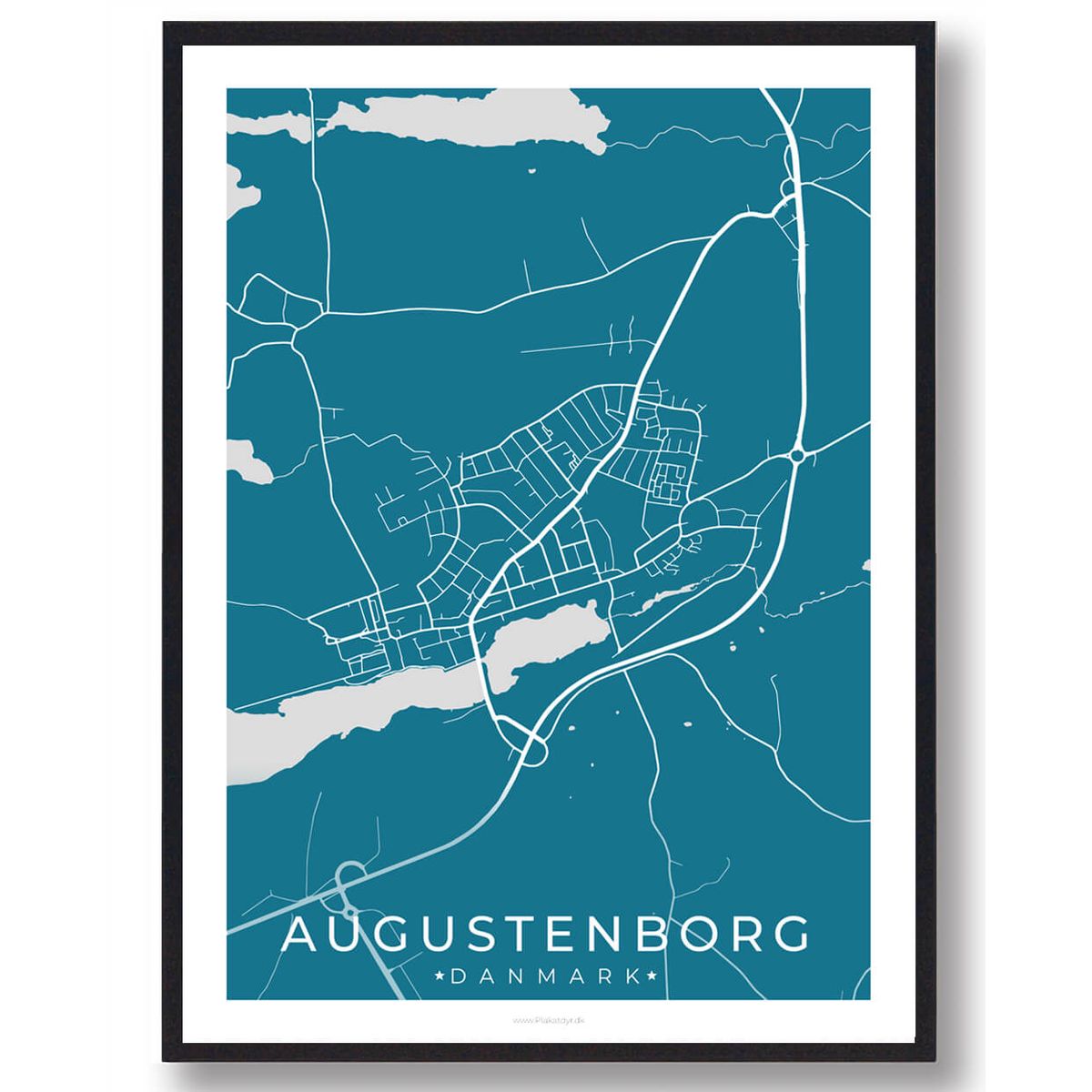 Augustenborg by plakat - blå (Størrelse: L - 50x70cm (B2))