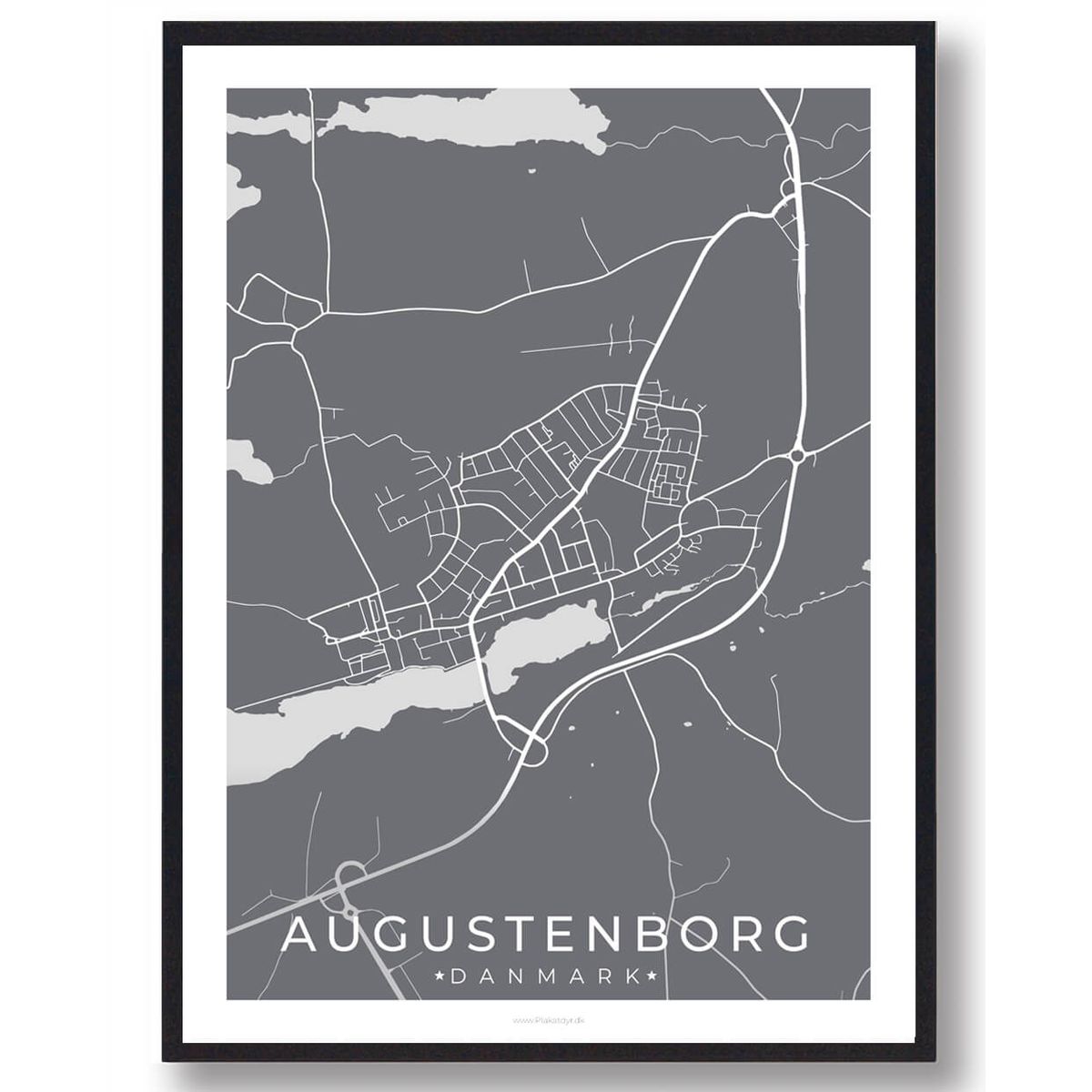 Augustenborg by plakat - grå (Størrelse: L - 50x70cm (B2))