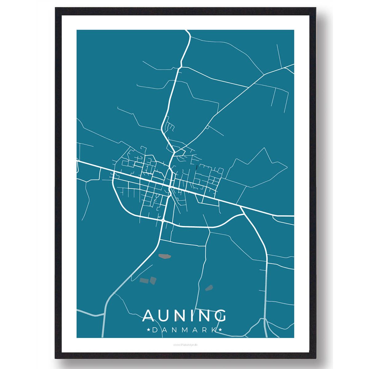 Auning by plakat - blå (Størrelse: L - 50x70cm (B2))