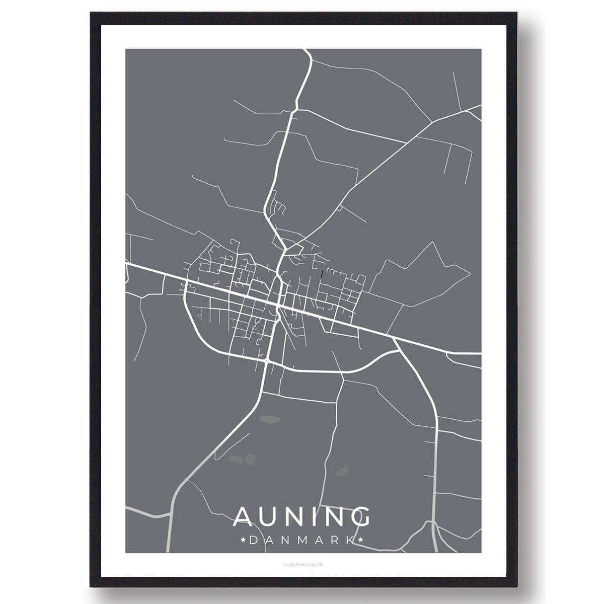 Auning by plakat - grå (Størrelse: L - 50x70cm (B2))