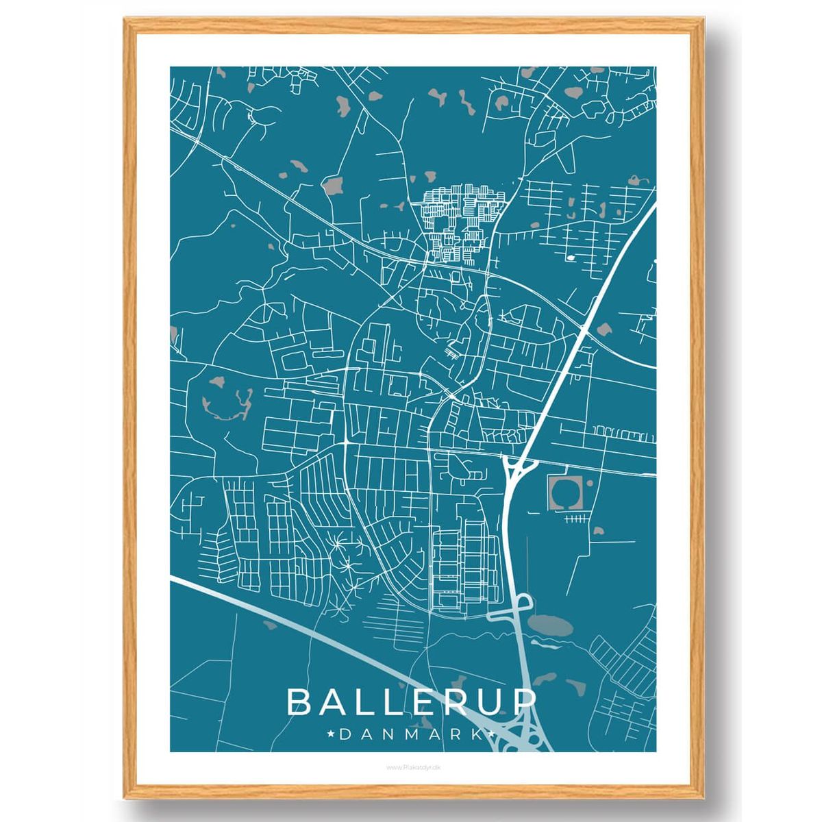 Ballerup by plakat - blå (Størrelse: L - 50x70cm (B2))