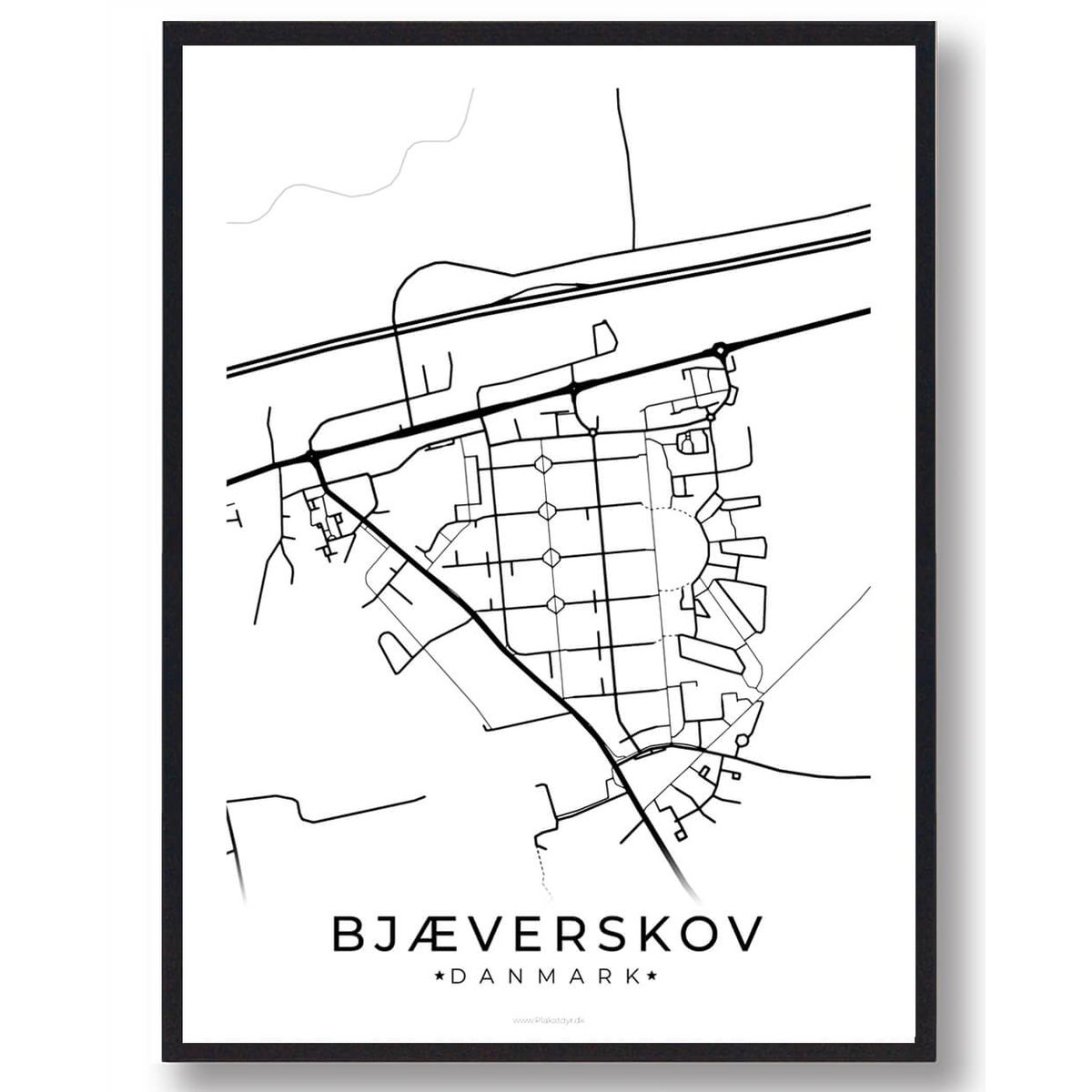 Bjæverskov by plakat - hvid (Størrelse: L - 50x70cm (B2))