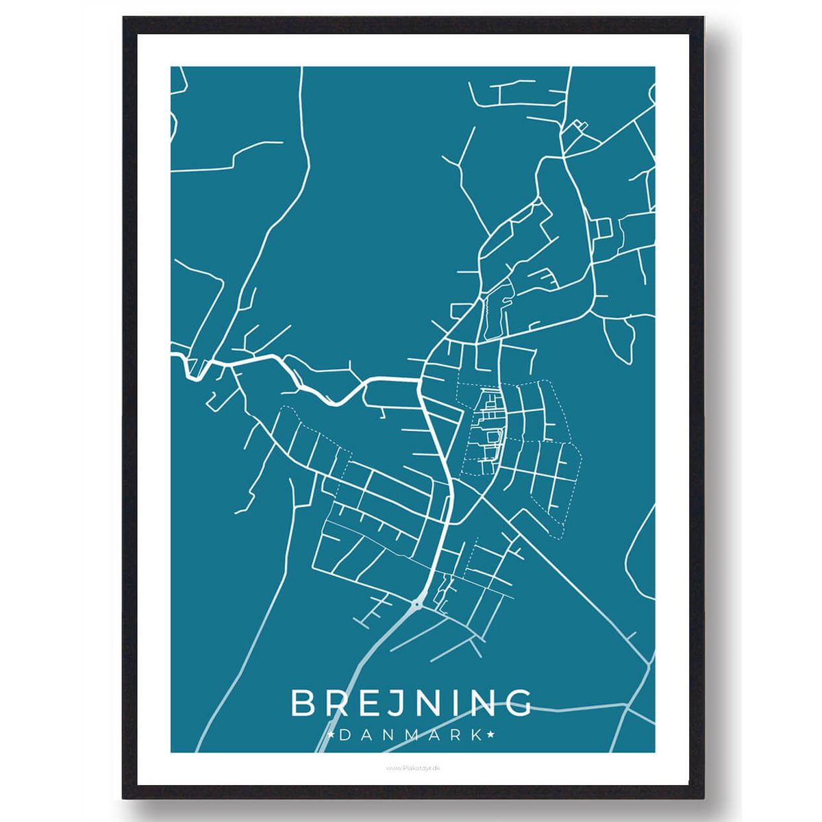 Brejning by plakat - blå (Størrelse: L - 50x70cm (B2))