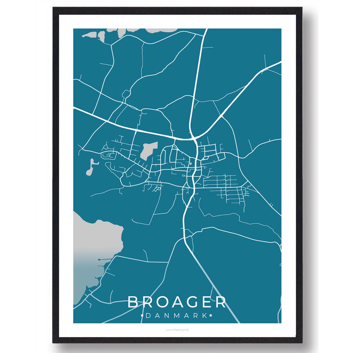 Broager by plakat - blå (Størrelse: L - 50x70cm (B2))