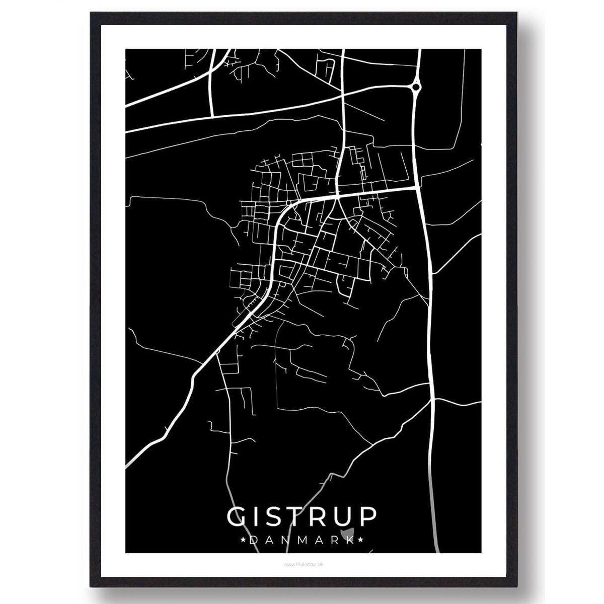 Gistrup by plakat - sort (Størrelse: L - 50x70cm (B2))