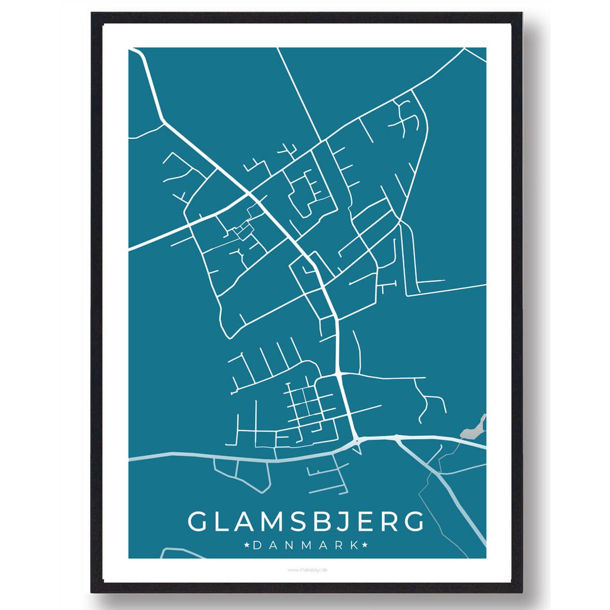 Glamsbjerg by plakat - blå (Størrelse: L - 50x70cm (B2))