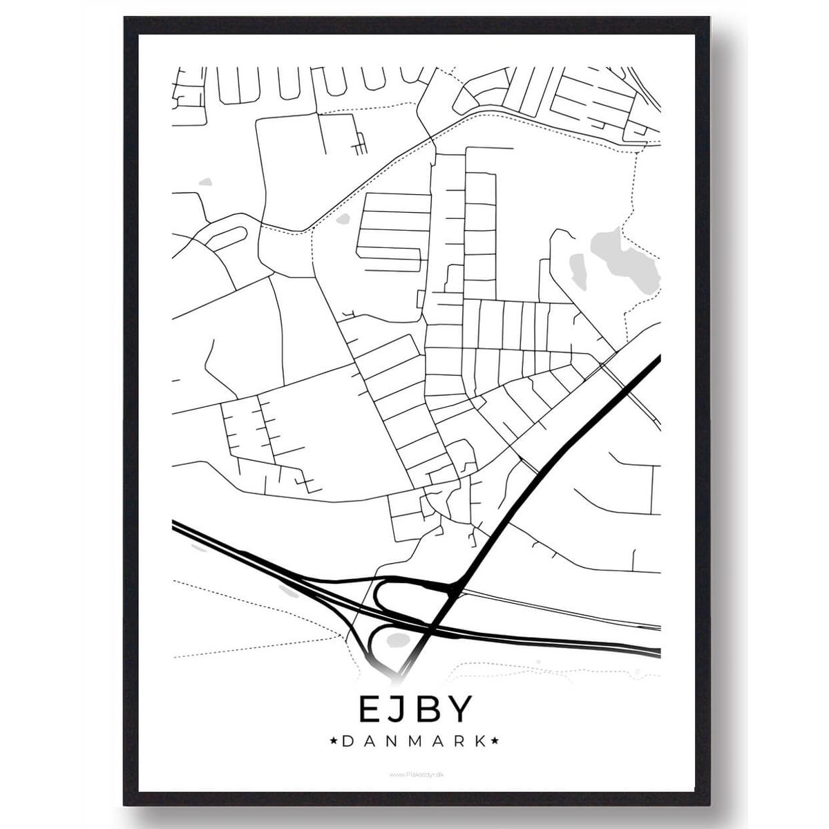 Ejby by plakat - hvid (Størrelse: L - 50x70cm (B2))