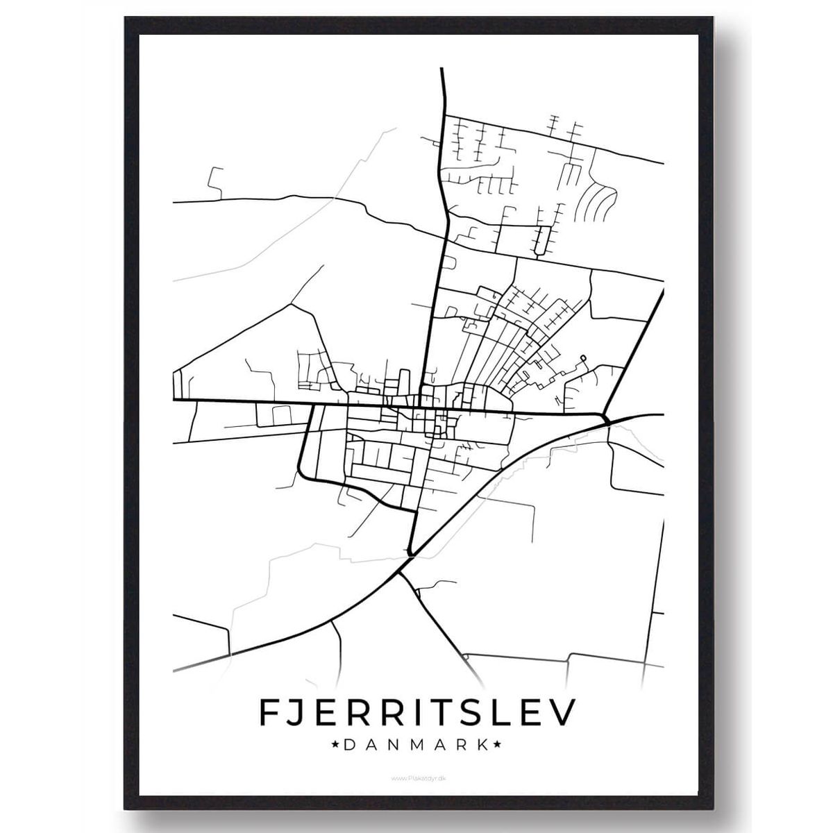 Fjerritslev by plakat - hvid (Størrelse: L - 50x70cm (B2))